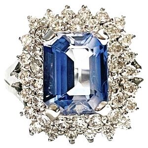 African IF 4.50 CT IF Cornflower Blue Tanzanite and White Sapphire Ring